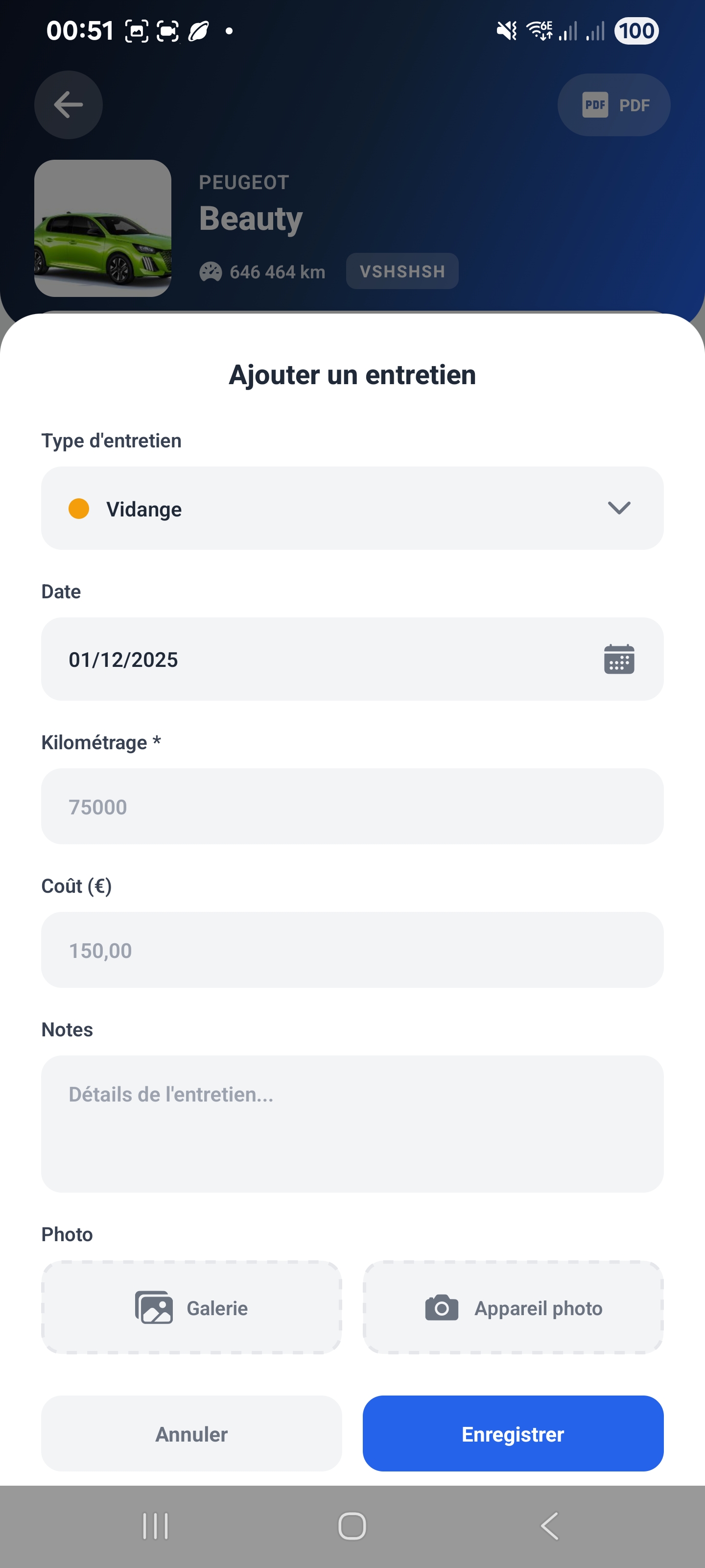 Suivi entretiens véhicule